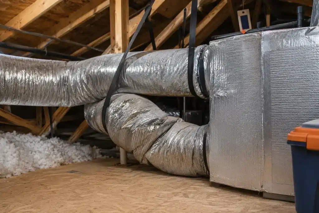 Clean residential attic ductwork showing possible airflow problems in a South Florida home